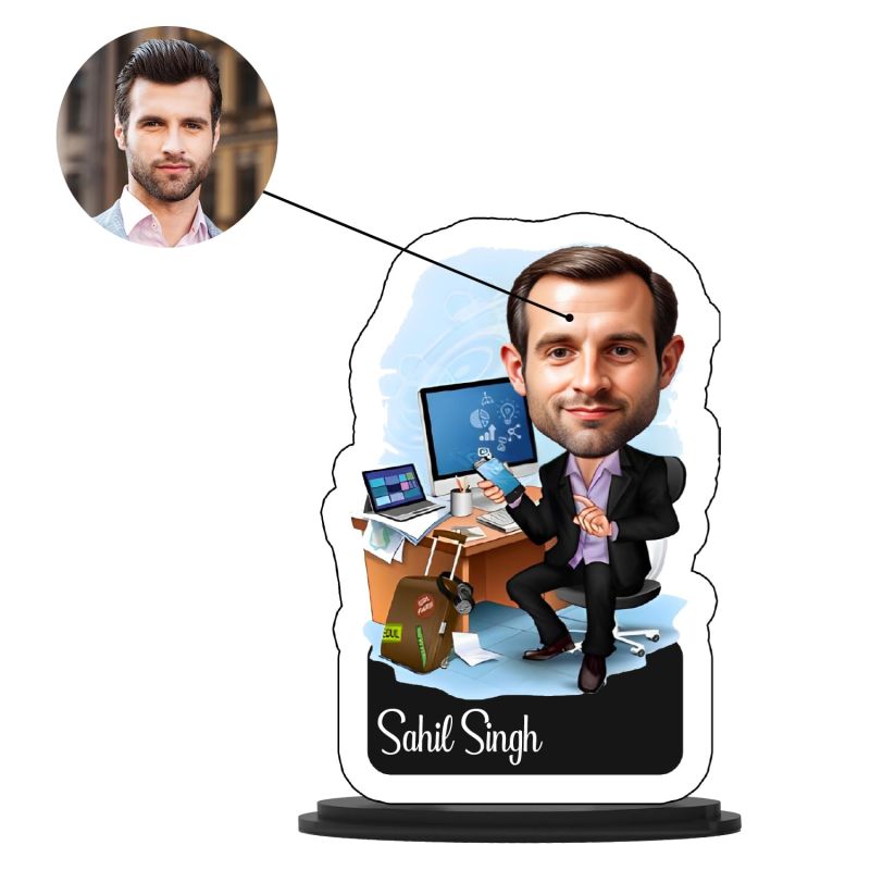 Personalized Caricature Gift  Customized With Name  Caricature Photo Frame Unique Design (Manager Caricature)